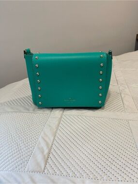 kate spade Teal Leather Crossbody Bag with Silver Studs